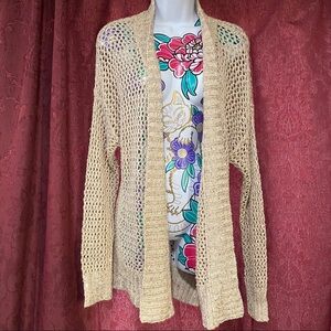Jeans By Buffalo Beige Sparkle Netted Cardigan